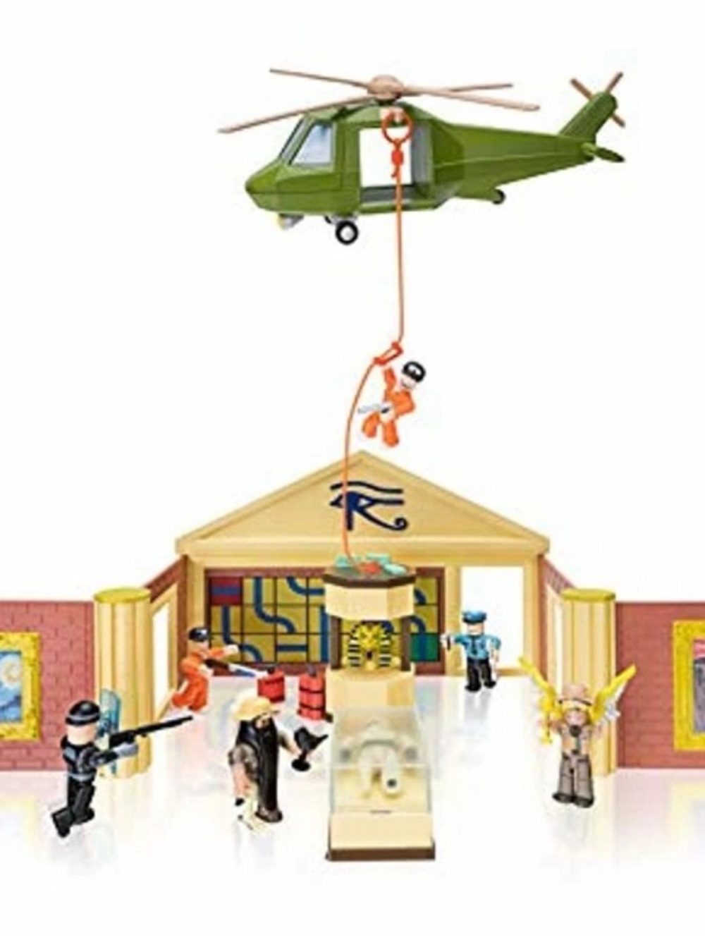 Rescue Adventure Playset with Green Helicopter and Orange Figures